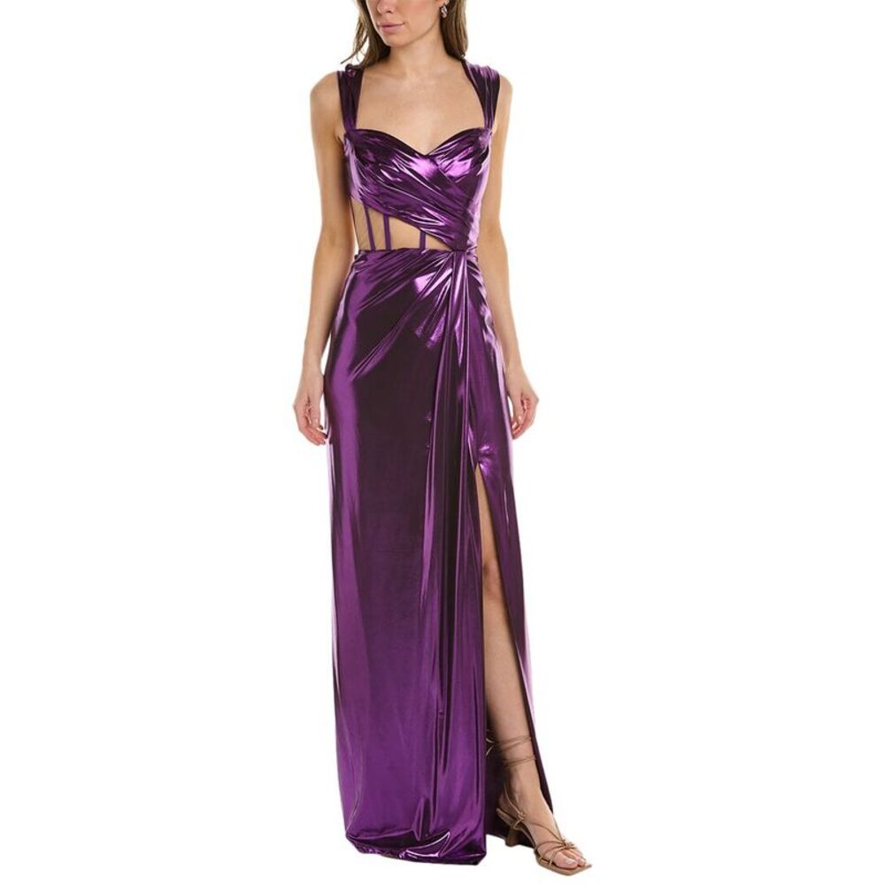 Marchesa Notte Floral Embroidered Column Gown